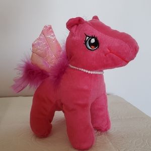 Cute Pink Pegasus Plush with Pearls Necklace
